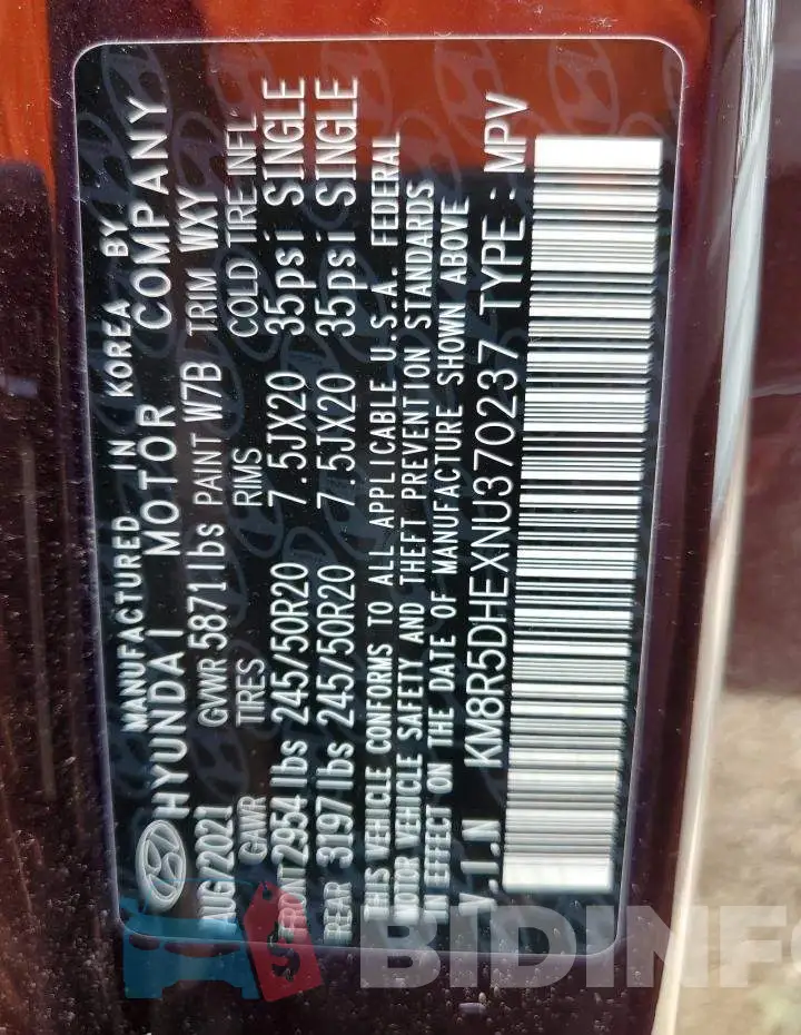 KM8R5DHEXNU370237 Photo# 10