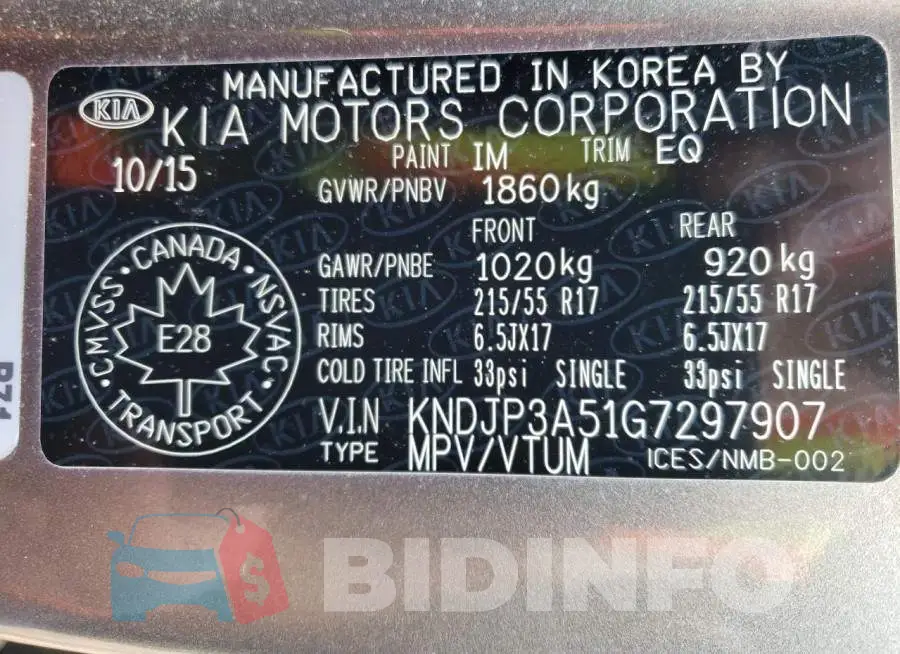 KNDJP3A51G7297907 Photo# 10
