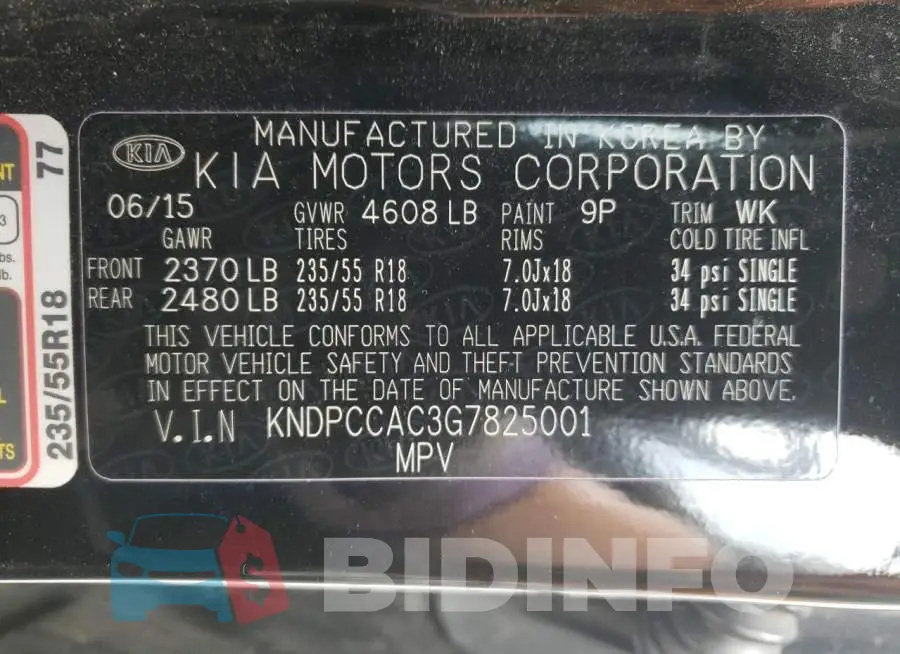KNDPCCAC3G7825001 Photo# 10
