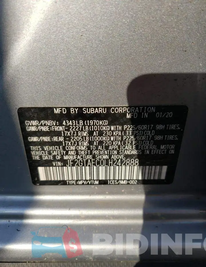 JF2GTAEC0LH242888 Photo# 10