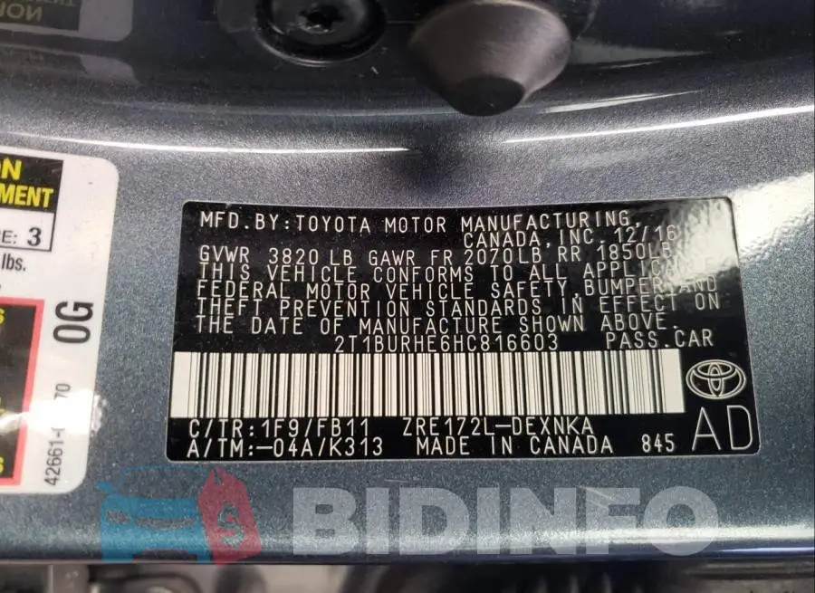 2T1BURHE6HC816603 Photo# 10