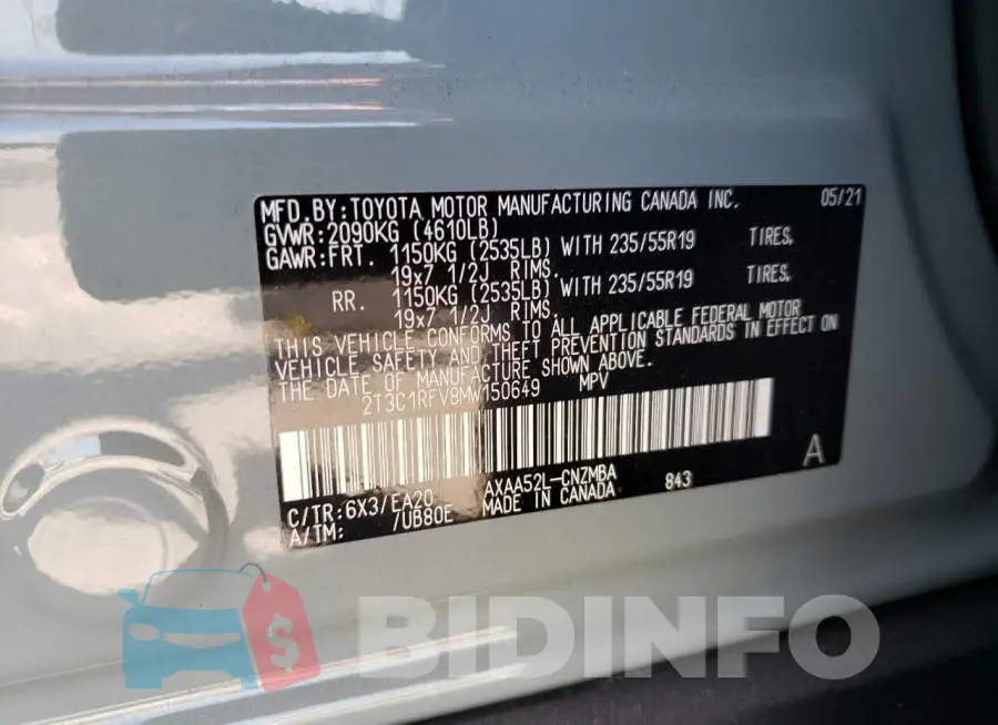 2T3C1RFV8MW150649 Photo# 10
