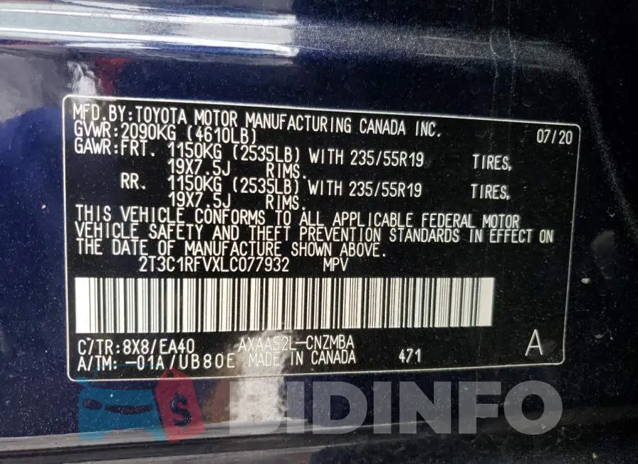 2T3C1RFVXLC077932 Photo# 10