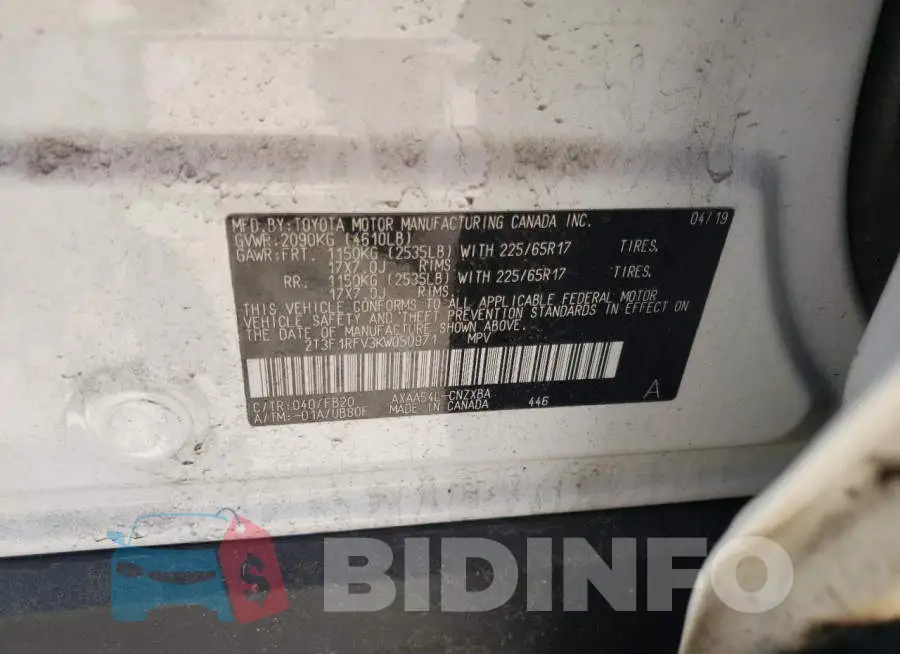 2T3F1RFV3KW050971 Photo# 10