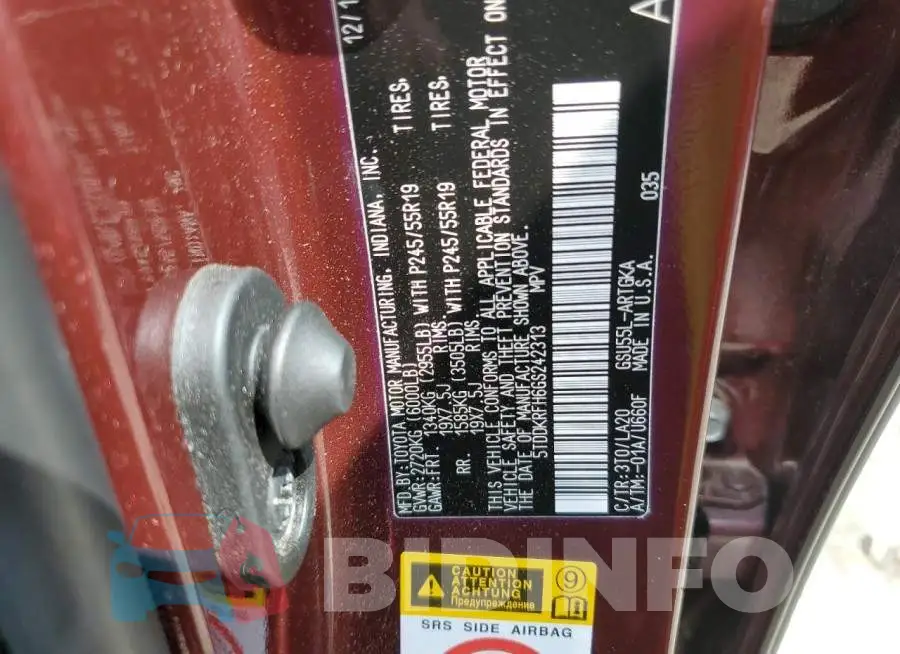 5TDDKRFH6GS242313 Photo# 10