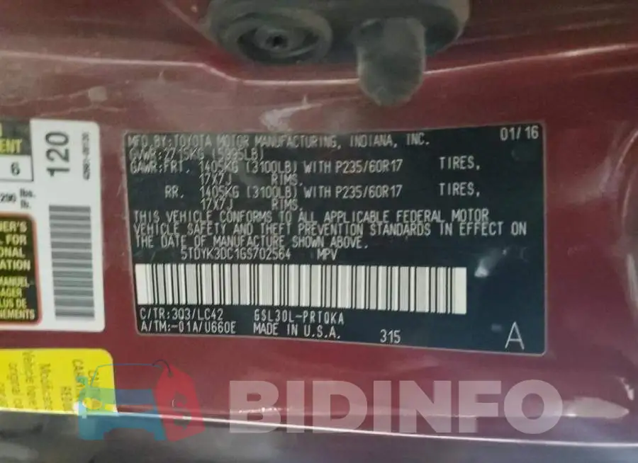 5TDYK3DC1GS702564 Photo# 10