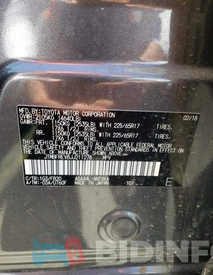 JTMBFREV8JJ211278 Photo# 10