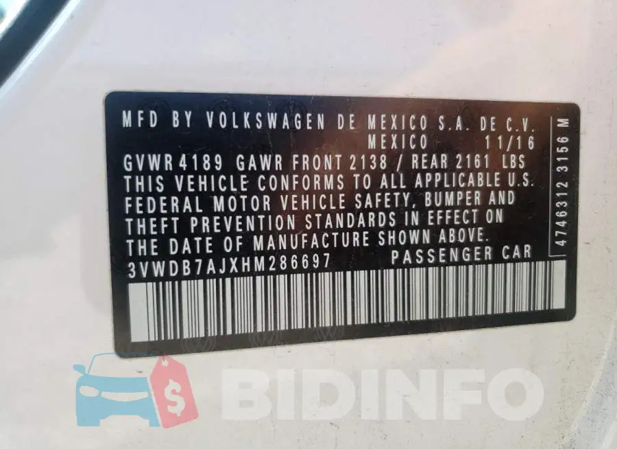 3VWDB7AJXHM286697 Photo# 10