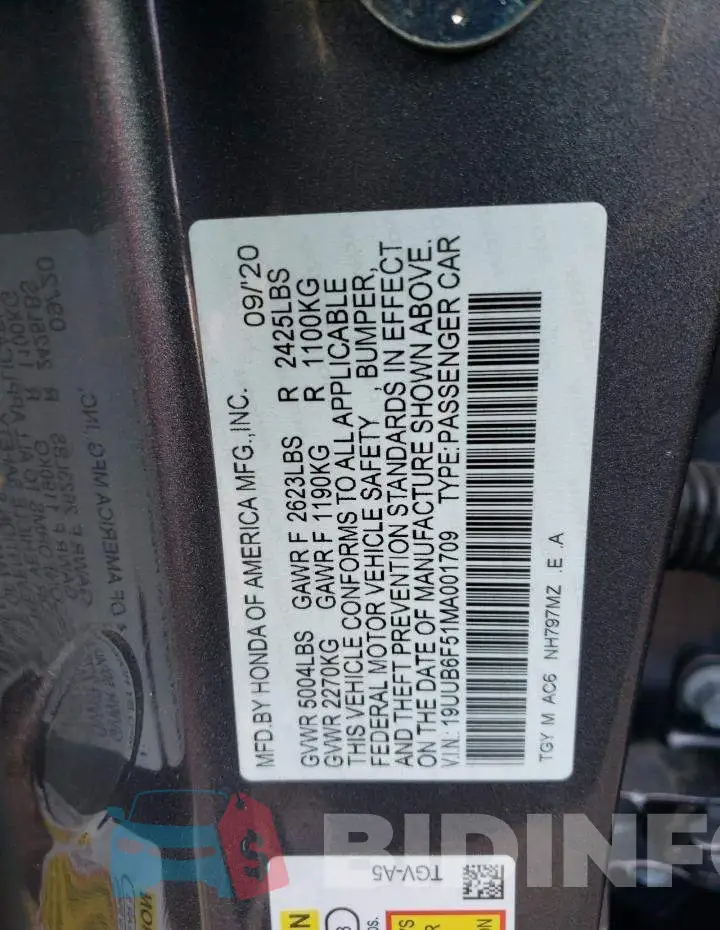 19UUB6F51MA001709 Photo# 10
