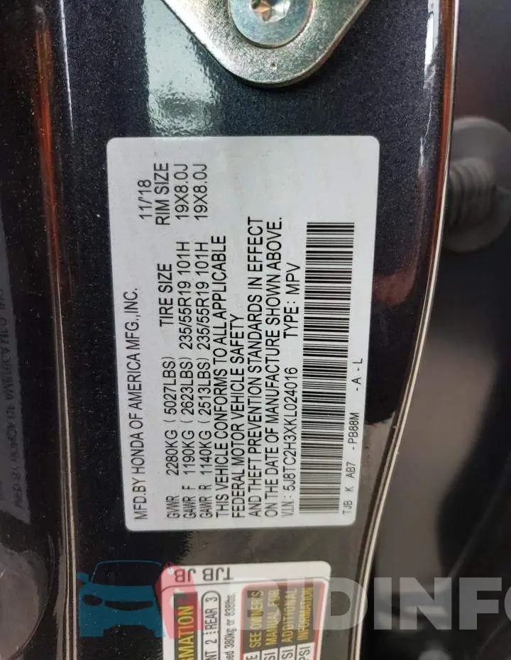 5J8TC2H3XKL024016 Photo# 10