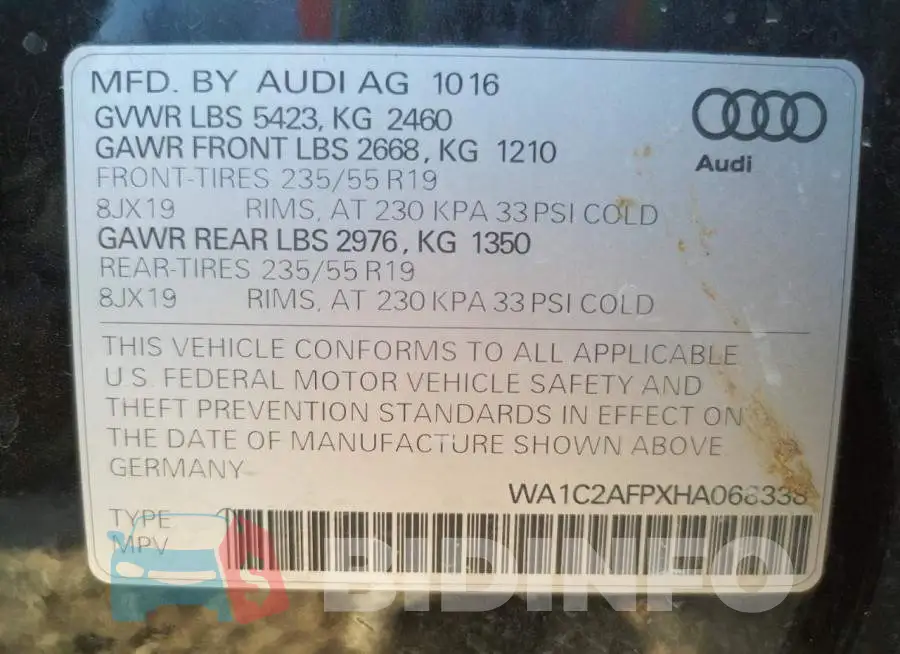 WA1C2AFPXHA068338 Photo# 10