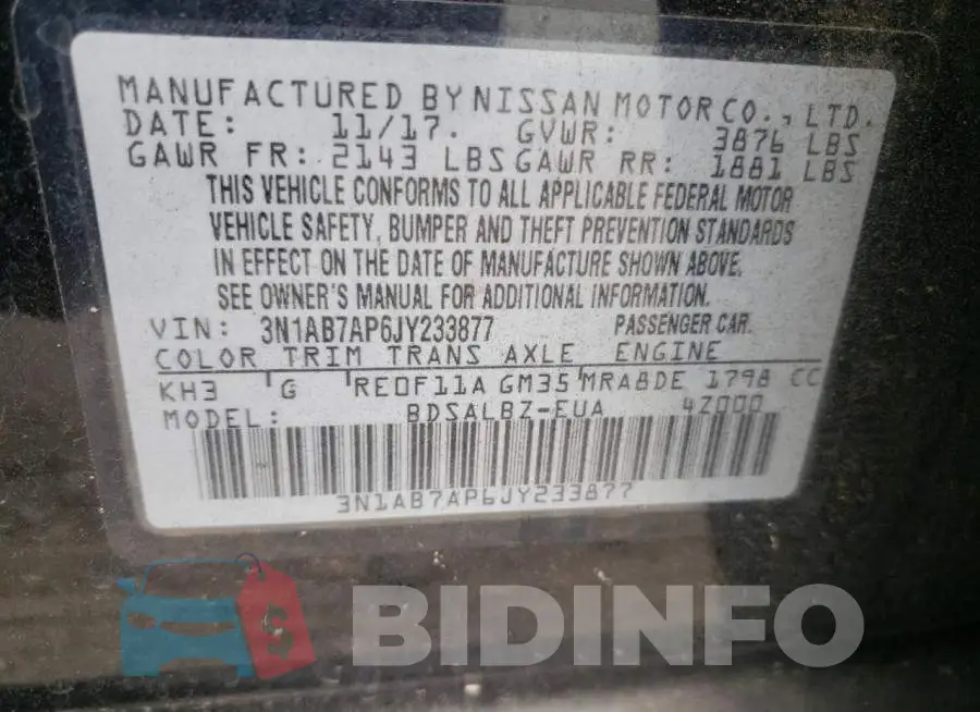 3N1AB7AP6JY233877 Photo# 10
