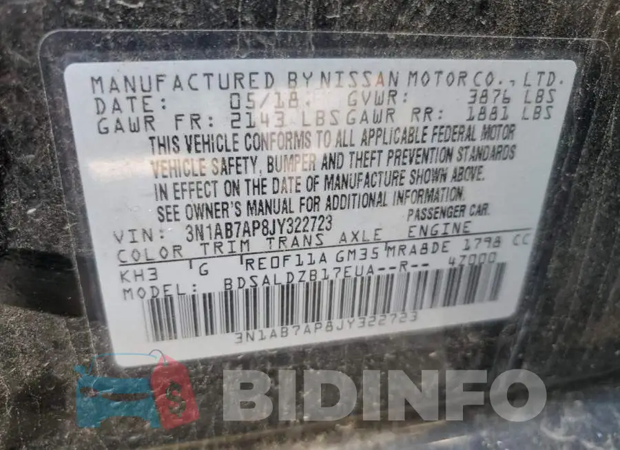 3N1AB7AP8JY322723 Photo# 10
