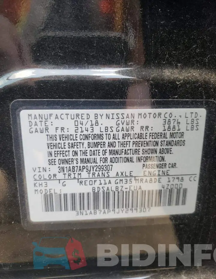3N1AB7AP9JY299307 Photo# 10