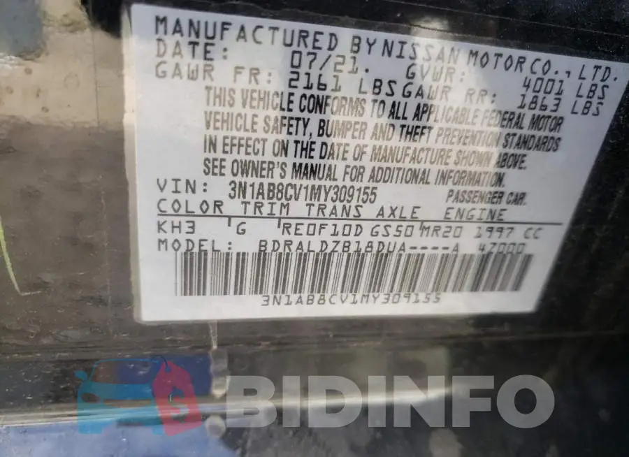 3N1AB8CV1MY309155 Photo# 10