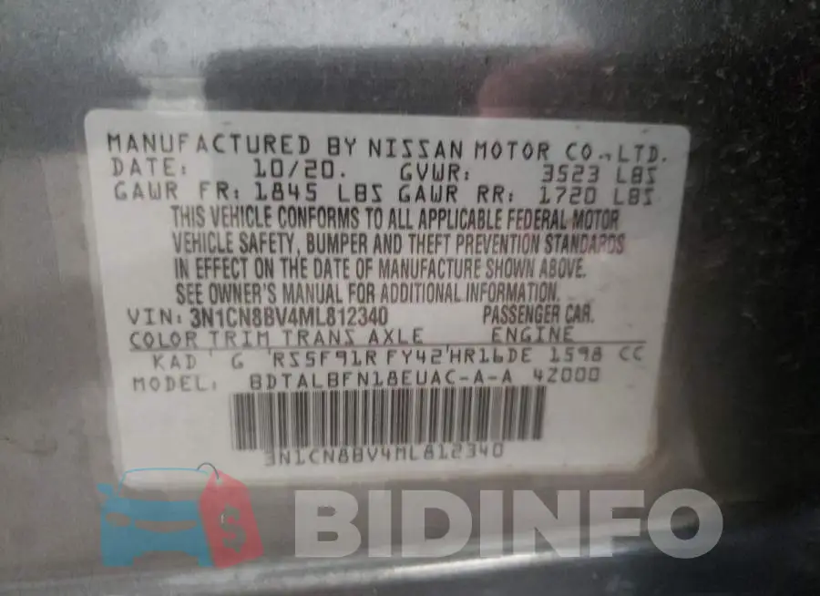3N1CN8BV4ML812340 Photo# 10