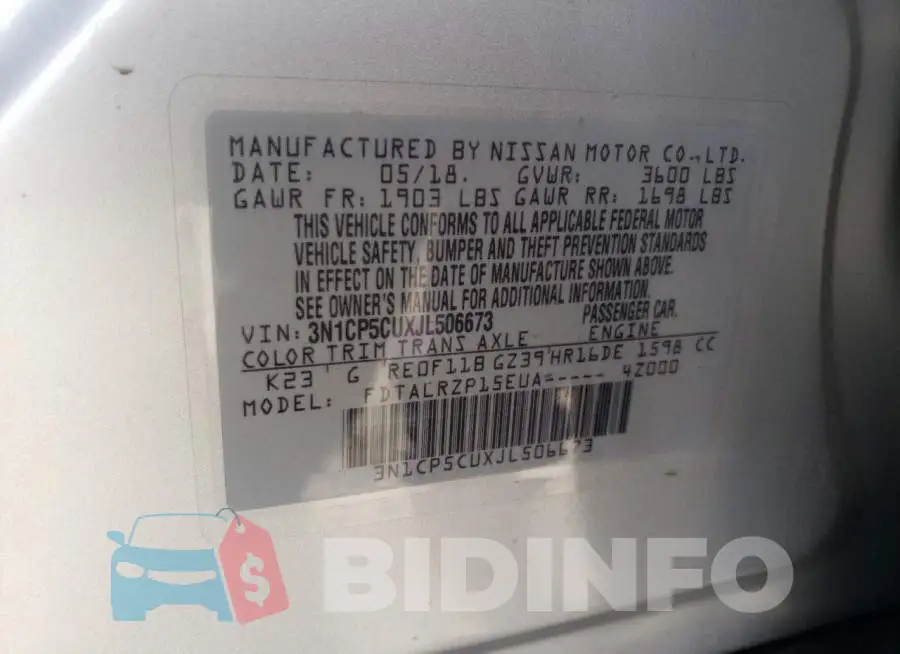 3N1CP5CUXJL506673 Photo# 10