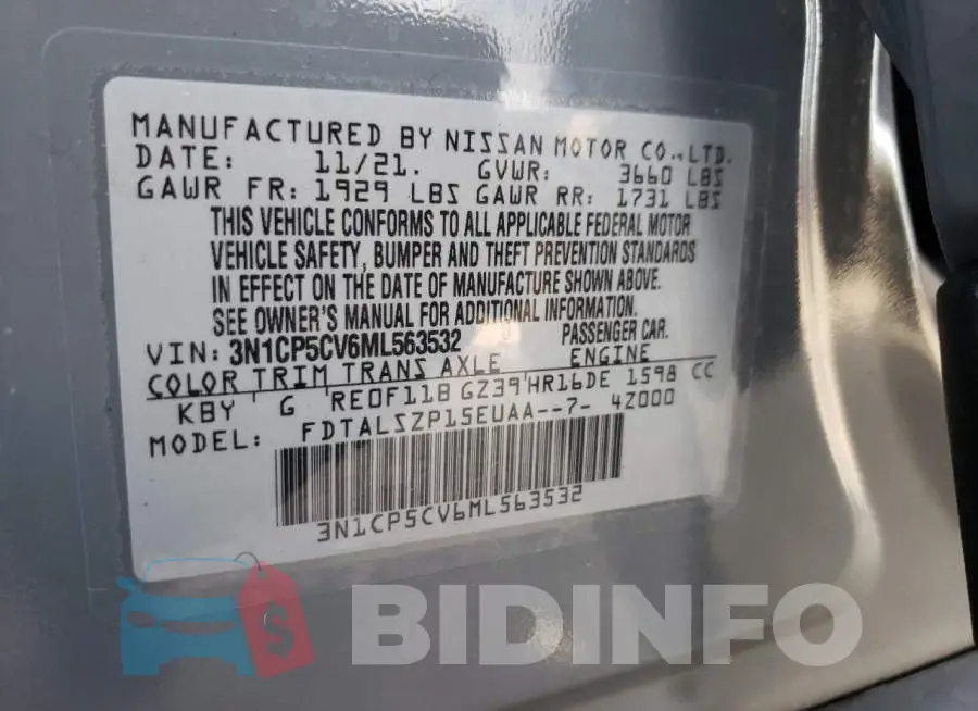 3N1CP5CV6ML563532 Photo# 10
