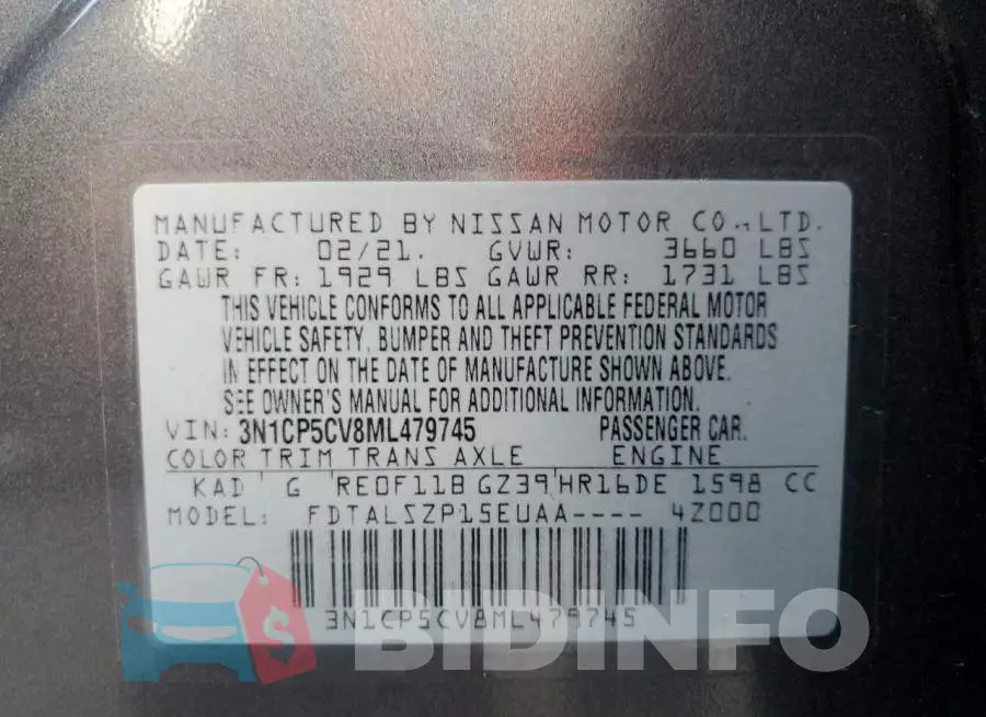 3N1CP5CV8ML479745 Photo# 10