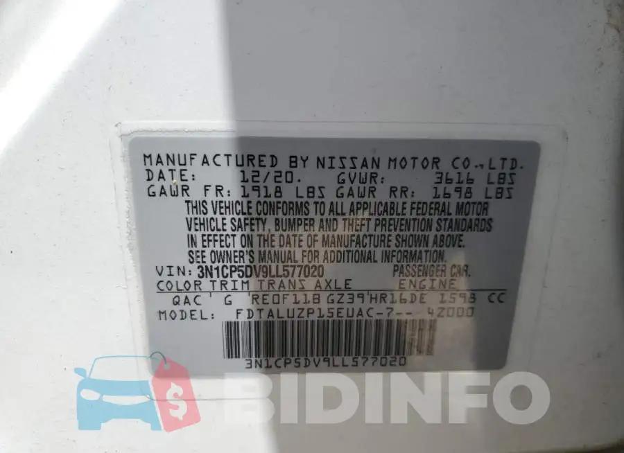 3N1CP5DV9LL577020 Photo# 10