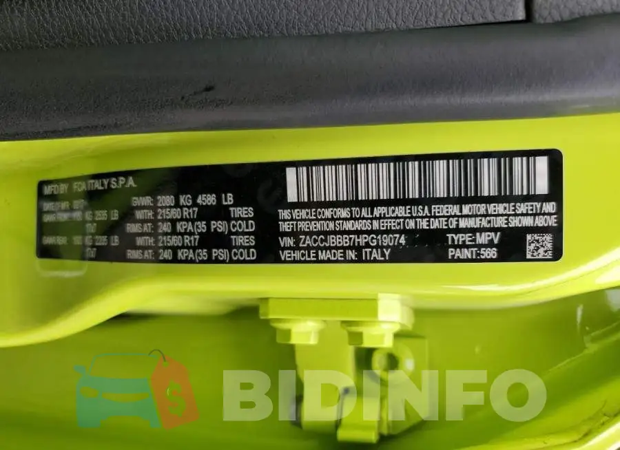ZACCJBBB7HPG19074 Photo# 10