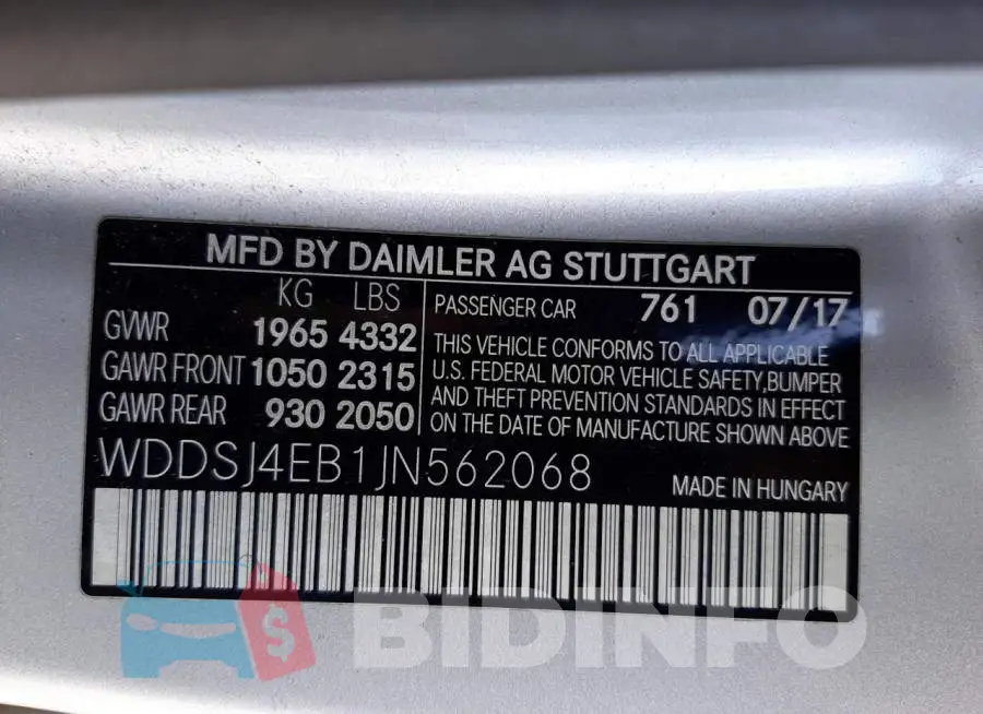 WDDSJ4EB1JN562068 Photo# 10