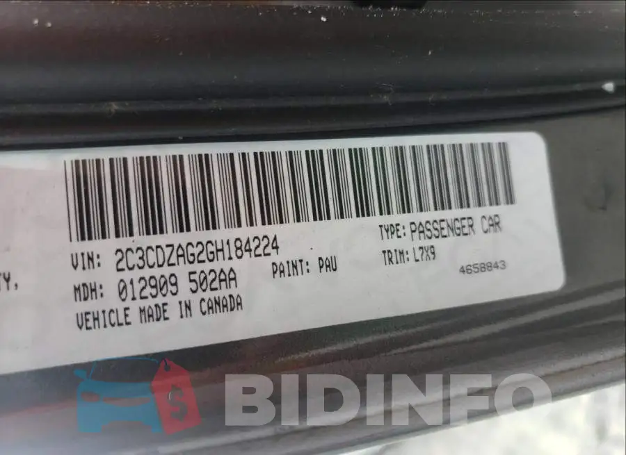 2C3CDZAG2GH184224 Photo# 10