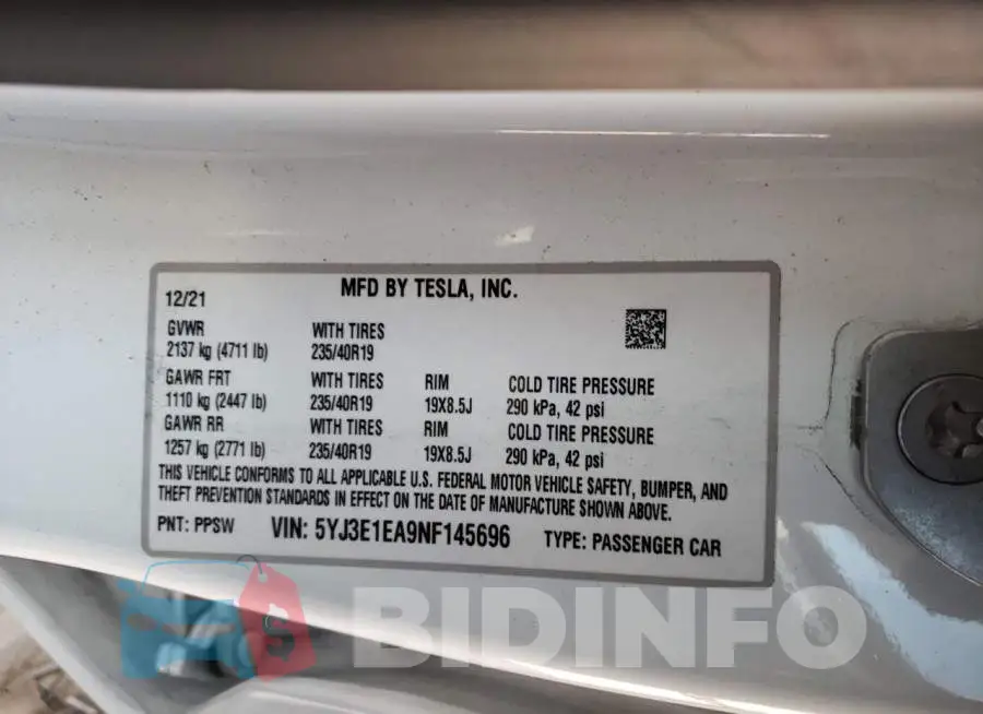 5YJ3E1EA9NF145696 Photo# 10