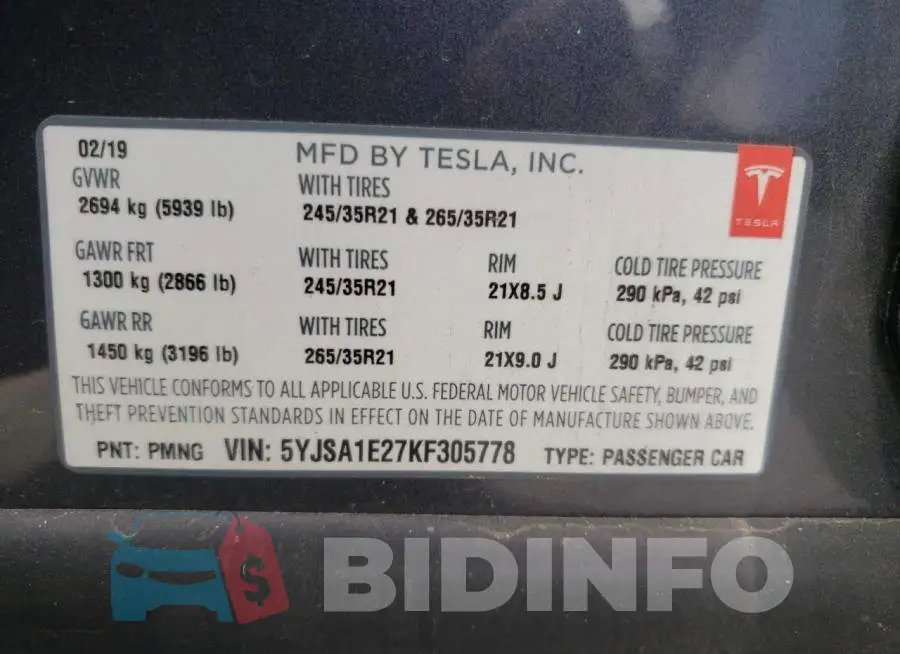 5YJSA1E27KF305778 Photo# 10