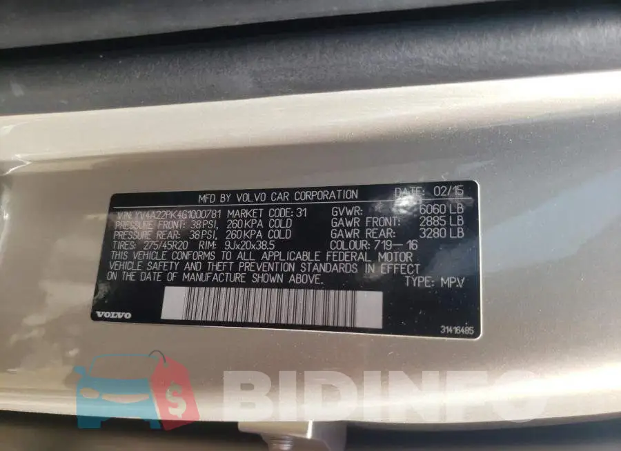 YV4A22PK4G1000781 Photo# 10