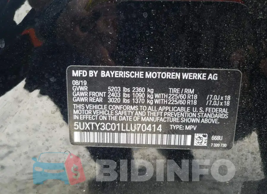 5UXTY3C01LLU70414 Photo# 10