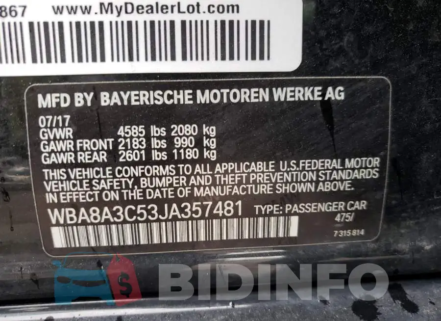 WBA8A3C53JA357481 Photo# 10