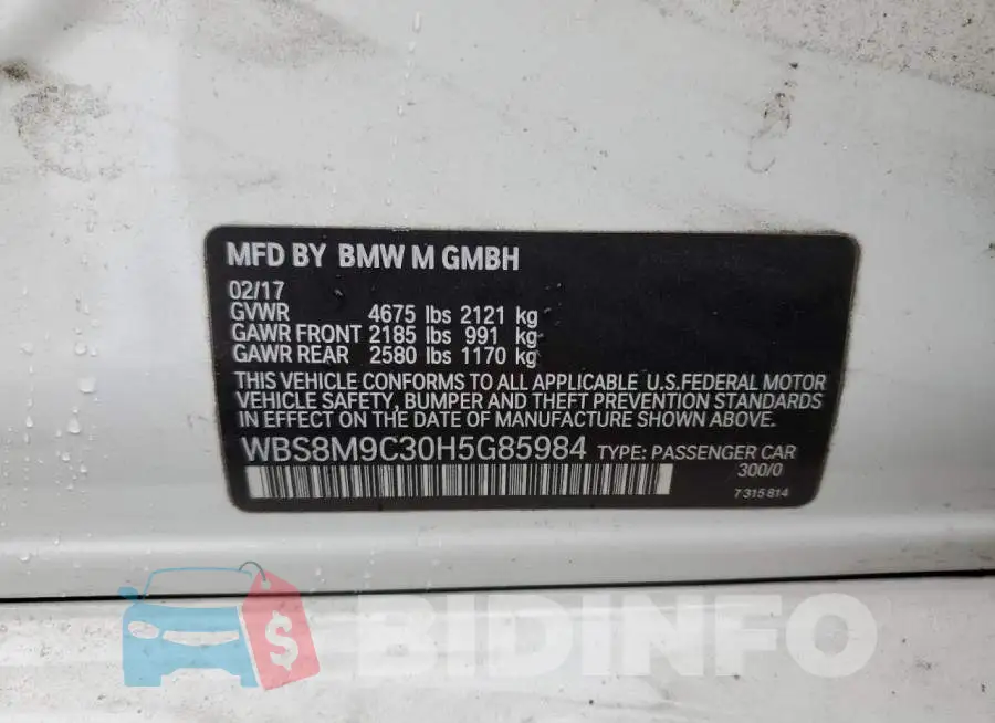WBS8M9C30H5G85984 Photo# 10