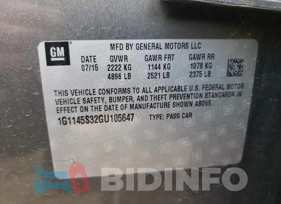 1G1145S32GU105647 Photo# 10