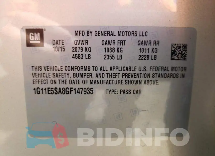 1G11E5SA8GF147935 Photo# 10
