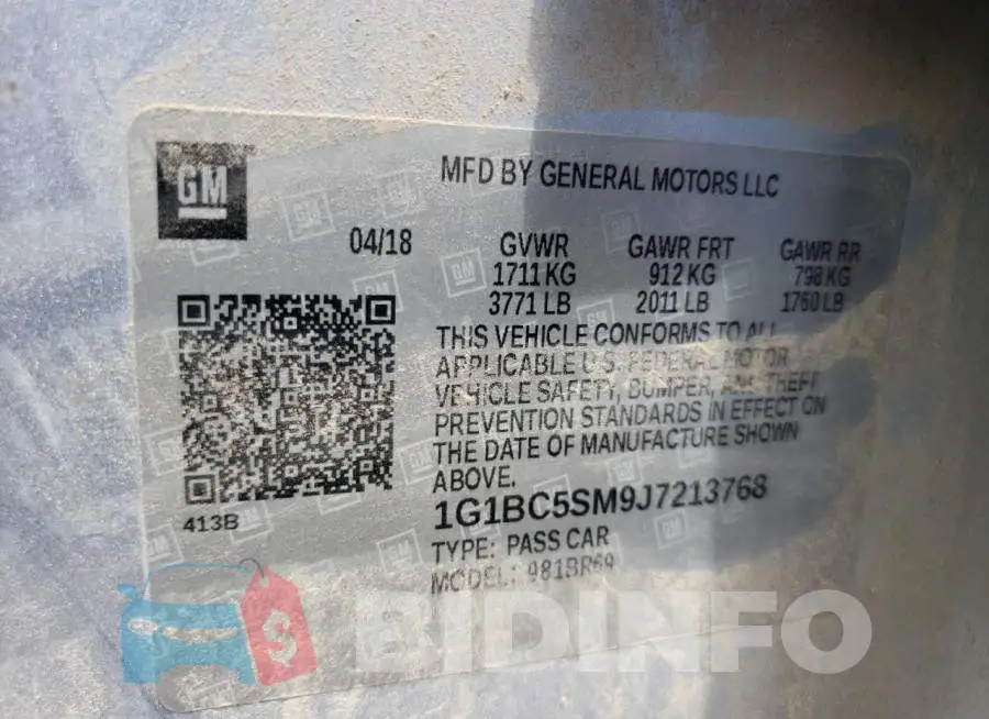 1G1BC5SM9J7213768 Photo# 10