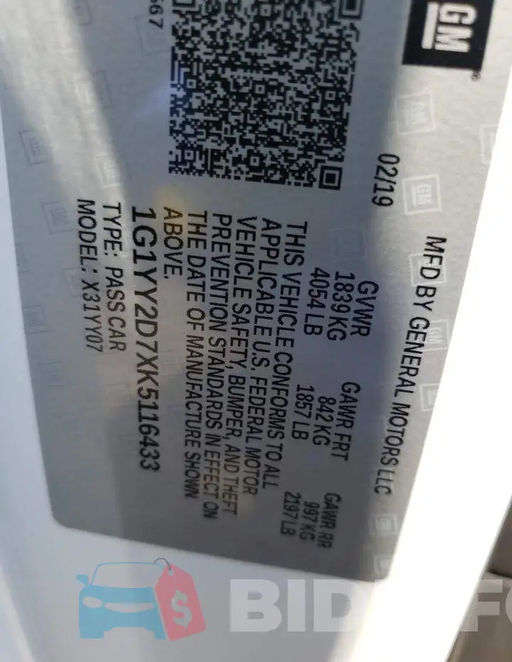 1G1YY2D7XK5116433 Photo# 10