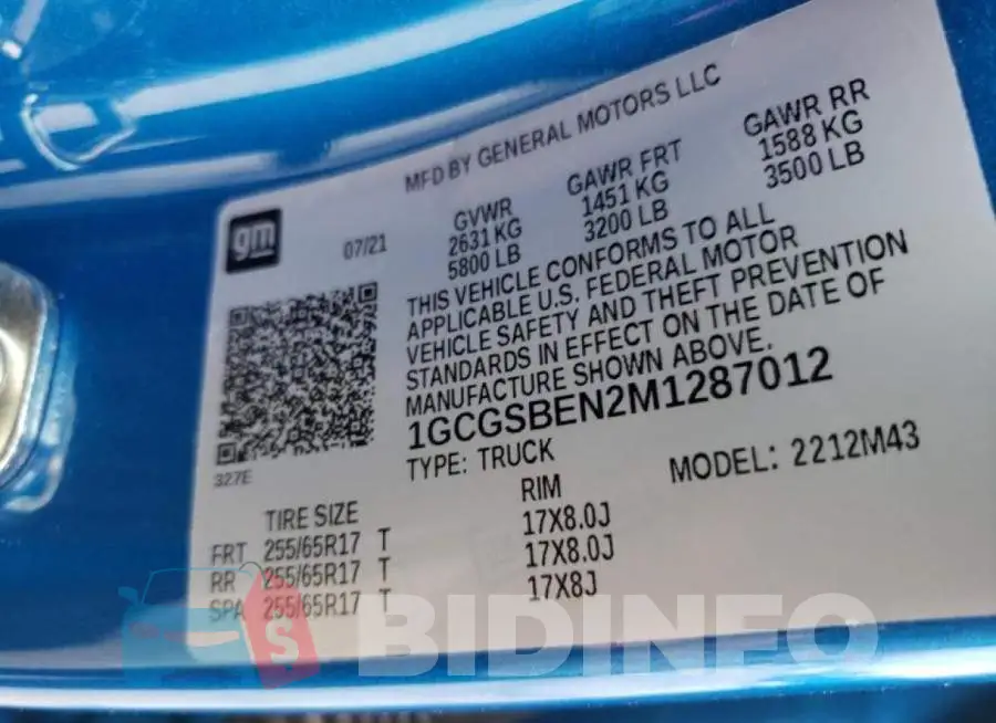 1GCGSBEN2M1287012 Photo# 10