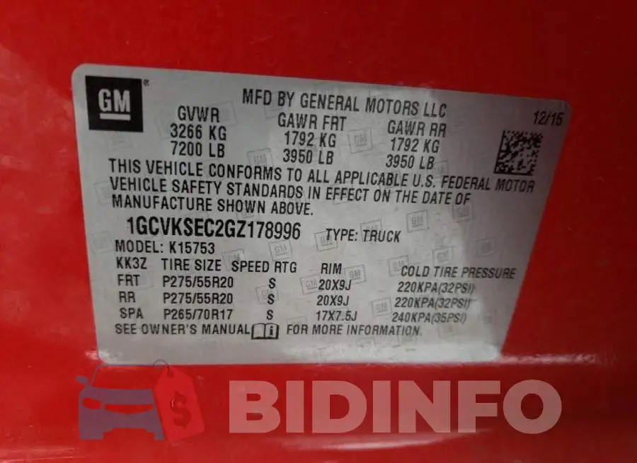 1GCVKSEC2GZ178996 Photo# 10
