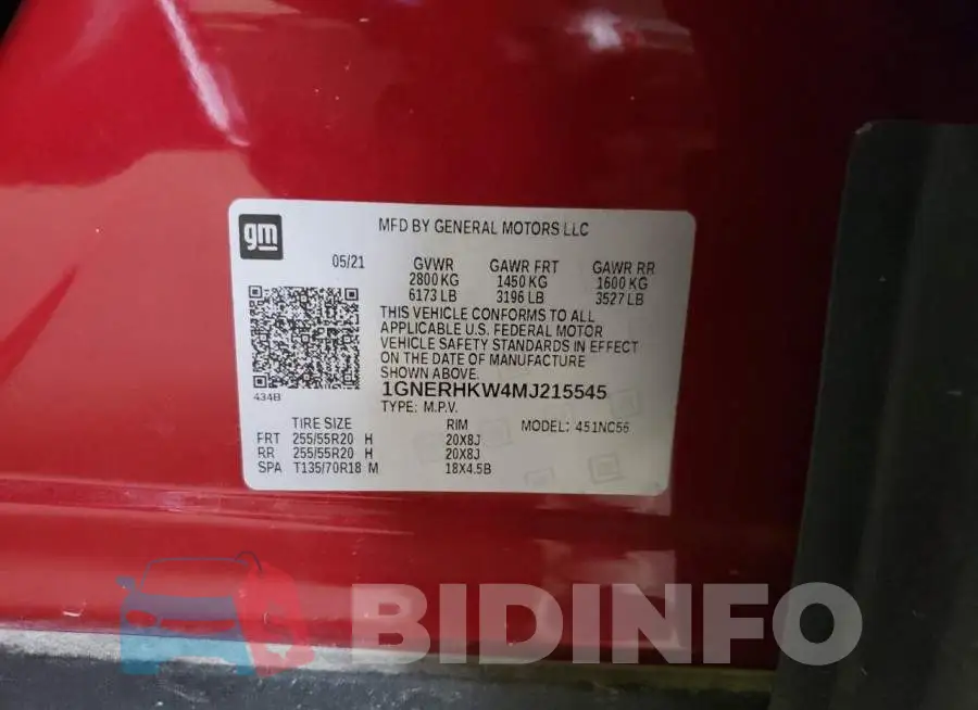 1GNERHKW4MJ215545 Photo# 10
