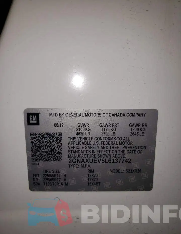 2GNAXUEV5L6137742 Photo# 10