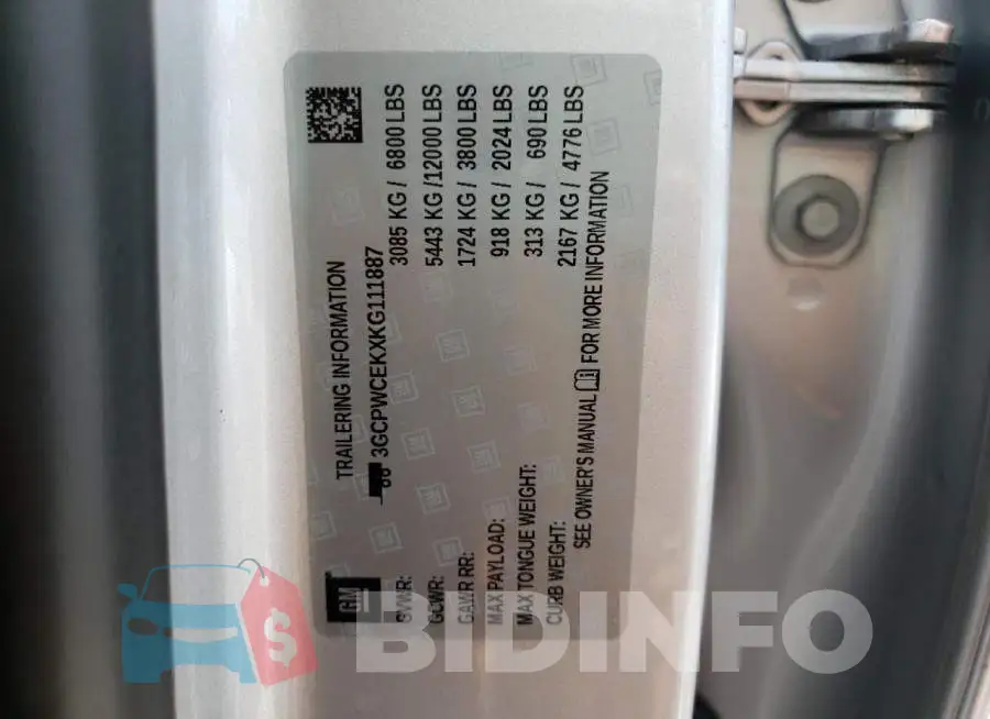3GCPWCEKXKG111887 Photo# 10