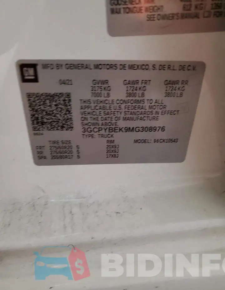3GCPYBEK9MG308976 Photo# 10