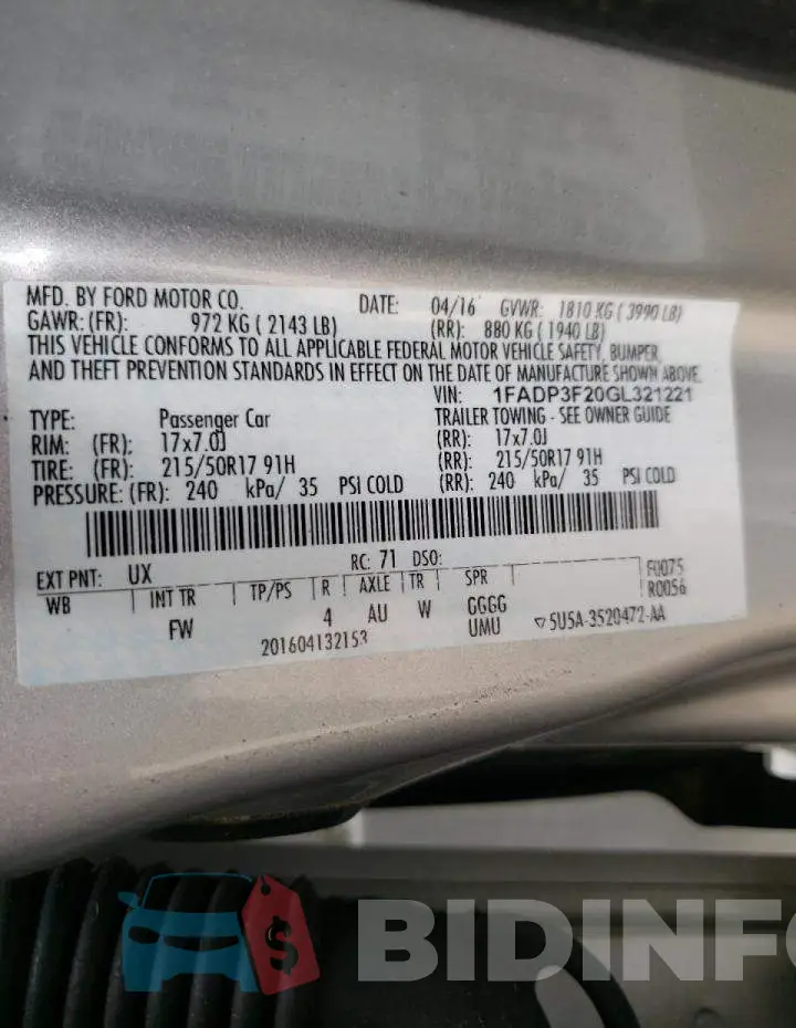 1FADP3F20GL321221 Photo# 10