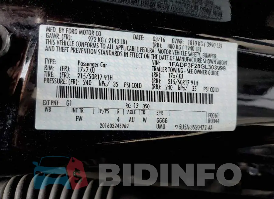 1FADP3F28GL303999 Photo# 10