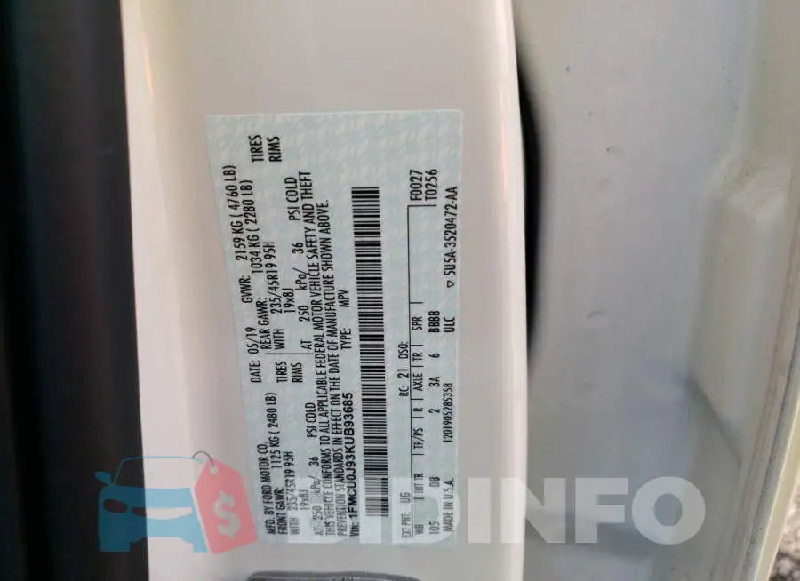 1FMCU0J93KUB93685 Photo# 10