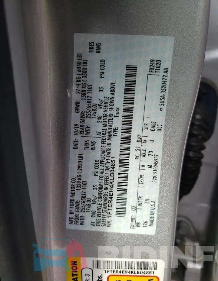1FTER4EH4KLB04851 Photo# 10