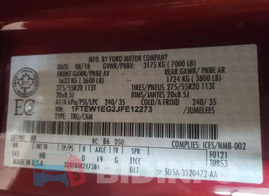 1FTEW1EG2JFE12273 Photo# 10