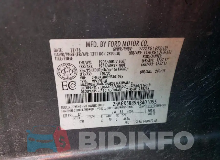 2FMGK5B89HBA01095 Photo# 10