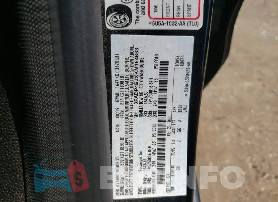 3FADP4BJXKM164663 Photo# 10